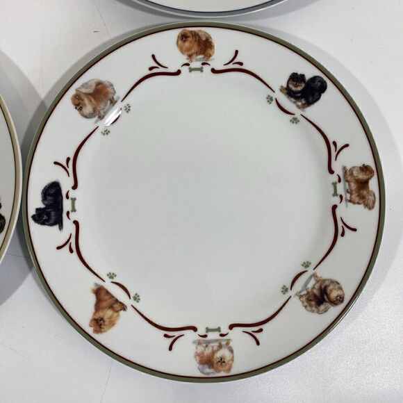 Rare Danbury Mint Pomeranian Dog Dinnerware Dinner Plates Set Of (4) 10.5” - Picture 3 of 16